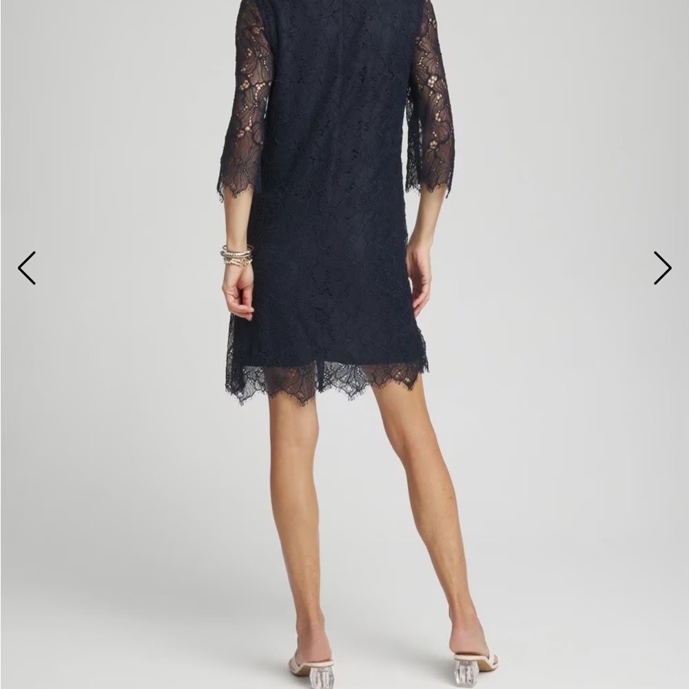 Chico's NWT lace pop over navy dress 4 - Picture 3 of 12